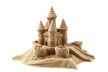 Beach sand castle isolated on transparent background