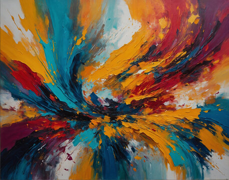 Abstract art paint background textured in authumn tones brush stroke, oil painting on canvas