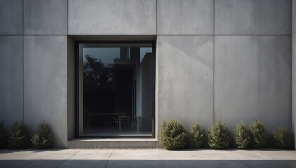 concrete wall with window and dramatic lighting on house facade from Generative AI
