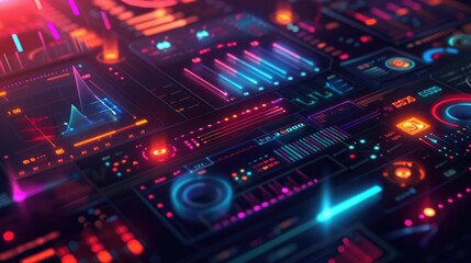 Fototapeta premium Market trends concept, abstract graphs and charts with futuristic design