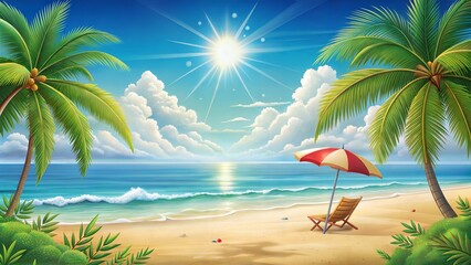 Fototapeta na wymiar Summer beach scene design background