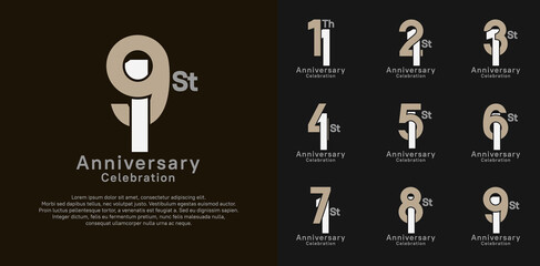 anniversary logotype vector design with brown color for celebration moment