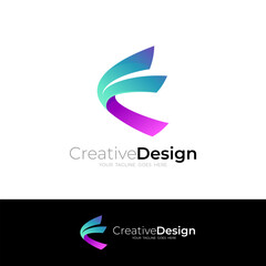 Fototapeta premium Abstract letter E design template, 3d colorful style