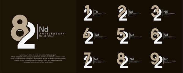 anniversary vector design set with brown and white color can be use for special moment