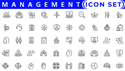 Set of project management icons. Simple line art style icons pack. Vector illustration