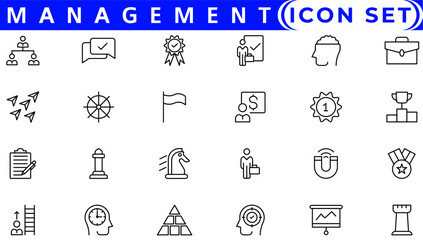 Set of project management icons. Simple line art style icons pack. Vector illustration