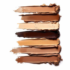 Different Shades of Foundation Makeup Swatches isolated on white