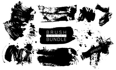 墨と筆で描いた手書きの和風質感ストローク barush bandle#1