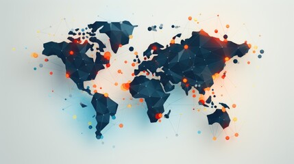 Fototapeta premium Global trade network concept, world map with interconnected abstract icons