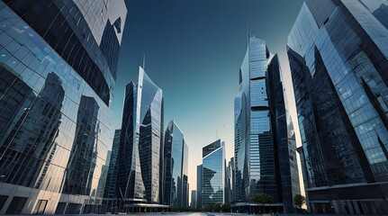 Fototapeta premium Modern skyscrapers of a smart city futuristic financial.generative.ai