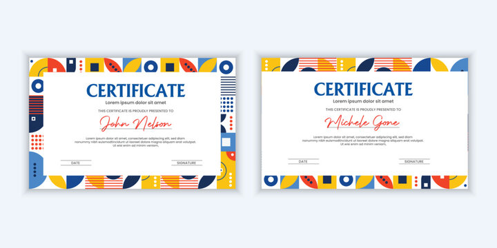 Modern geometric abstract design certificate template, can be used for appreciation, diploma, award, attendance, etc.