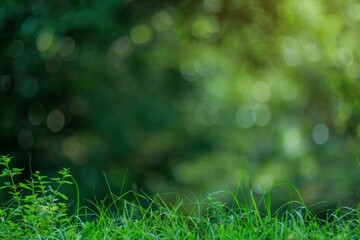 Nature green grass with bokeh background - Generative Ai