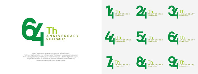 anniversary vector design set green color for celebration day