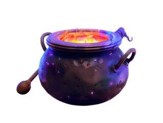 A cauldron isolated on a transparent background cut out. 