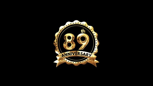 89th Anniversary luxury Gold Animation. Greeting for the 89th Anniversary. Luxurious Animation Celebrating 89 Years of Excellence