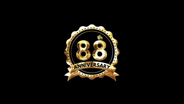 88th Anniversary luxury Gold Animation. Greeting for the 88th Anniversary. Luxurious Animation Celebrating 88 Years of Excellence