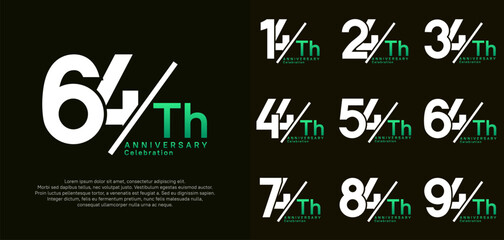 anniversary logo style vector set with slash white and green color can be use for celebration