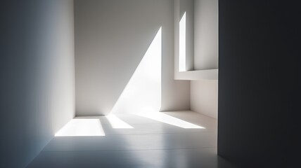3d render of light coming from the window in the dark room