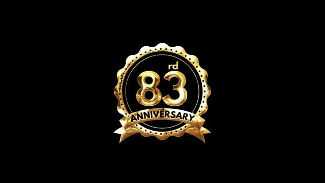 83rd Anniversary luxury Gold Animation. Greeting for the 83rd Anniversary. Luxurious Animation Celebrating 83 Years of Excellence