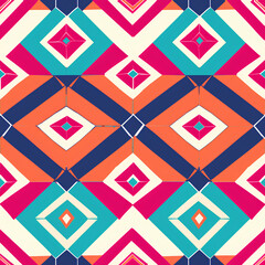 Obraz premium Vibrant Abstract Geometric Pattern with Bold Rectangles in Pink, Orange, and Blue