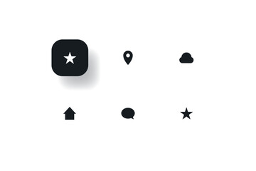 essential icon including star icon map icon home button and chat bubble vector