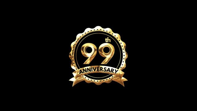  99th Anniversary luxury Gold Animation. Greeting for the 99th Anniversary. Luxurious Animation Celebrating 99 Years of Excellence