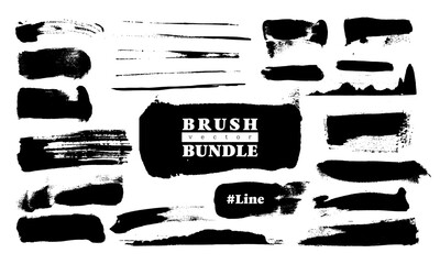 墨と筆で描いた手書きの和風質感ストローク barush bandle#3