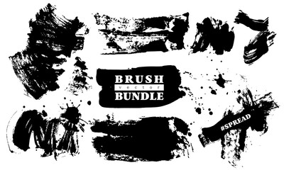 墨と筆で描いた手書きの和風質感ストローク barush bandle#1