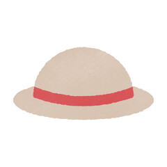 麦わら帽子の水彩イラスト