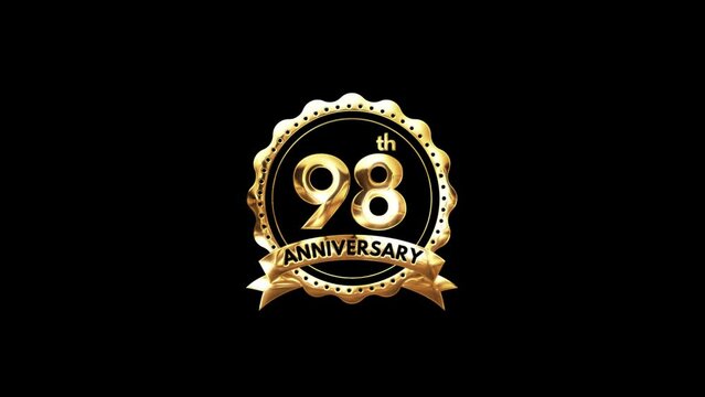 98th Anniversary luxury Gold Animation. Greeting for the 98th Anniversary. Luxurious Animation Celebrating 98 Years of Excellence