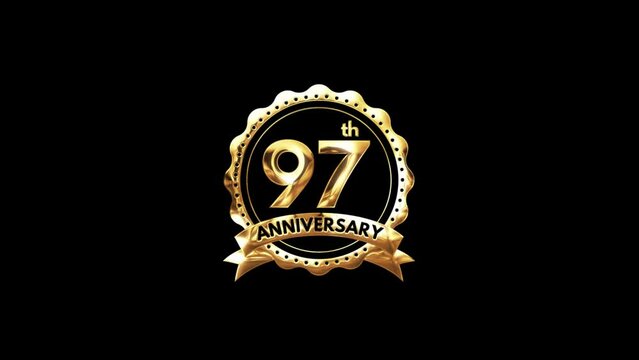97th Anniversary luxury Gold Animation. Greeting for the 97th Anniversary. Luxurious Animation Celebrating 97 Years of Excellence