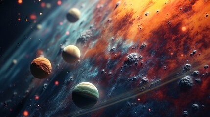 Abstract planets and space background Generative AI
