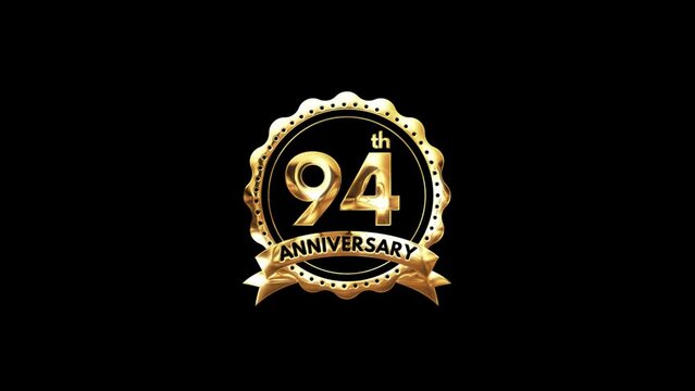 94th Anniversary luxury Gold Animation. Greeting for the 94th Anniversary. Luxurious Animation Celebrating 94 Years of Excellence