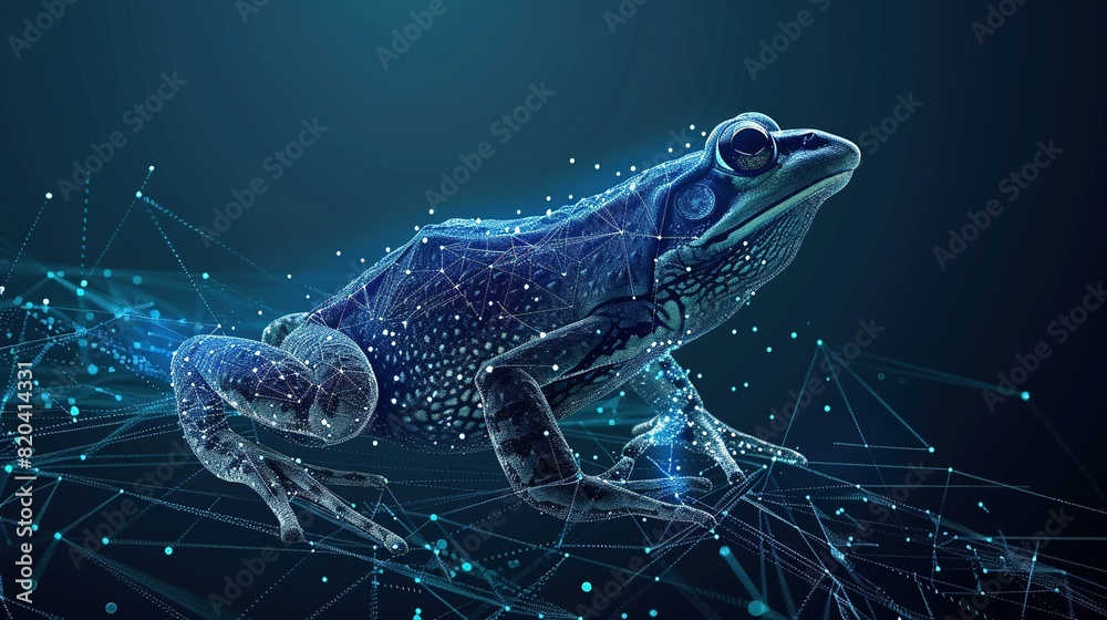 Wall mural big data visualization. a digital frog in flow information. information aesthetic design. generative