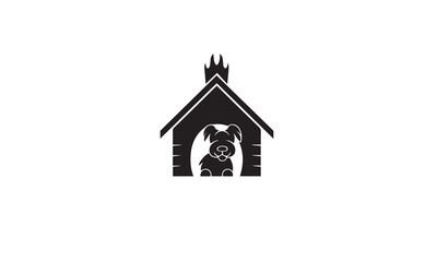 silhouette dog house logo black simple flat icon on white background