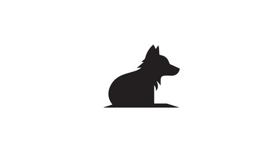 silhouette dog logo black simple flat icon on white background