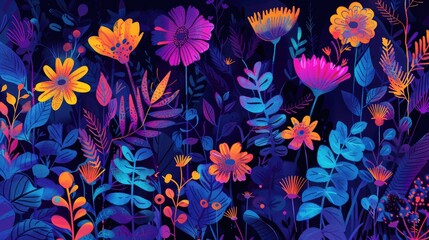 Decorative Flower Wall Background Featuring an Assortment of Florals
