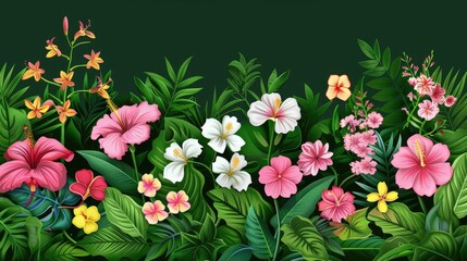 Lovely Flower Wall Art Background Highlighting a Variety of Colorful Flowers