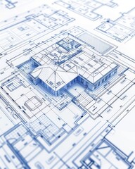 blueprint of a construction project with a 3d digital architectural drawing style