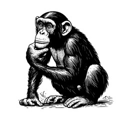 Common Chimpanzee hand drawn vintage vector illustration