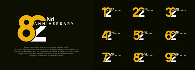 anniversary logotype vector set, yellow and white color for celebration purpose