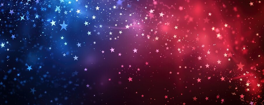 Red and blue shiny starry patriotic background.