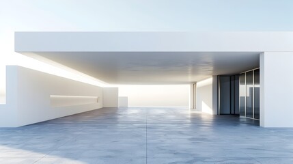 Expansive Minimalist Architectural Scene with Clean Concrete Facade and Ample Copy Space
