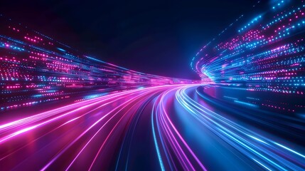 Futuristic Luminous Trails of Digital Motion and Neon Lights in Vivid Virtual Reality Display