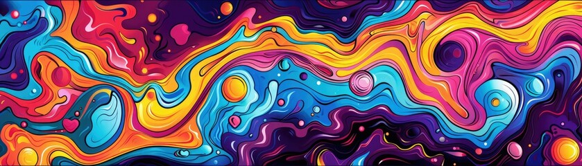 Fototapeta premium An abstract painting with bright and vivid colors. It has a trippy and psychedelic feel to it.