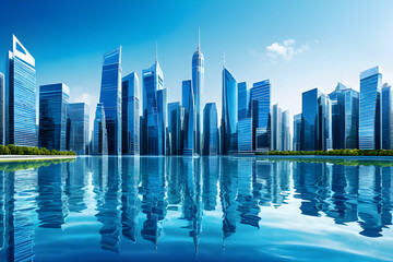 Fototapeta premium modern city skyline, Generative AI