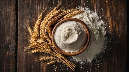 Fototapeta premium Wheat and flour on table 