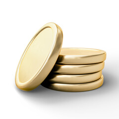 Golden Coin on White Background. 3D Illustration. File With Clipping Path.