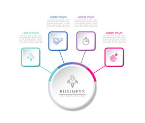 Vector infographic business presentation template connected with 4 options