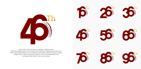 anniversary logotype vector set, red and gold color can be use for special day celebration